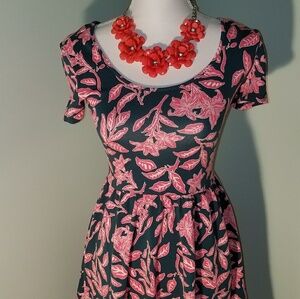 Forever 21 Teal & Pink Open Back Dress Medium NWT